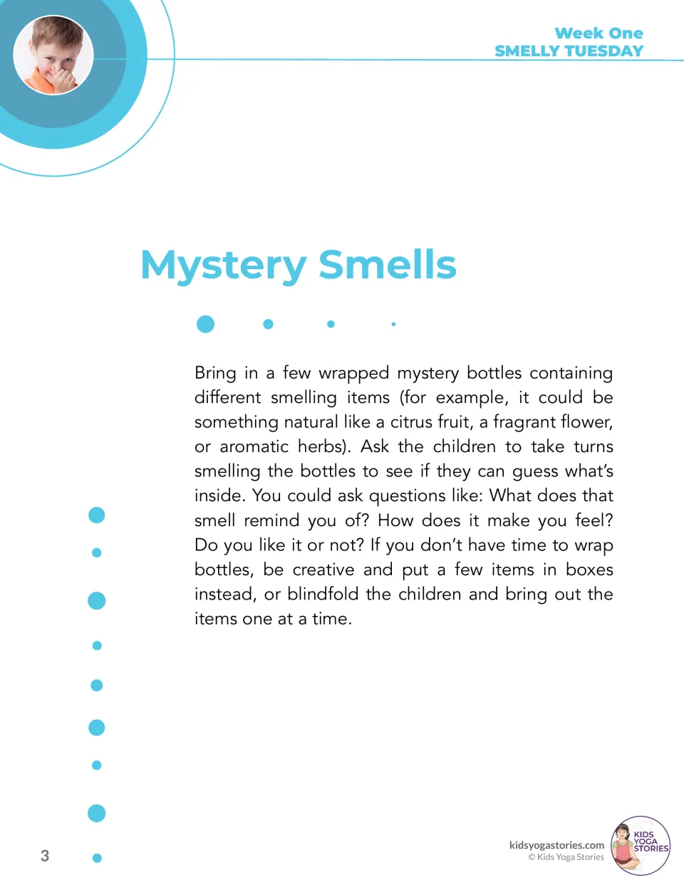 Mystery Smells instructions use hidden scented items for children to identify and discuss memories and feelings
