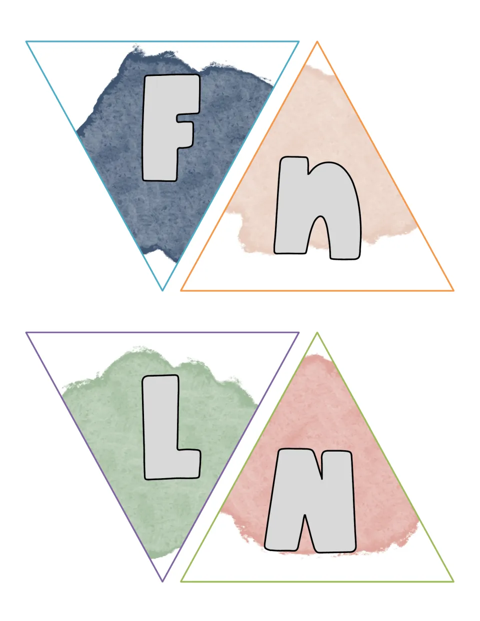 Banner cut-out piece: four more pennants with the letters F, U, L and N continuing the mindfulness banner