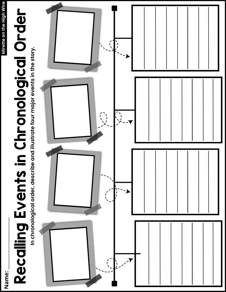 Recalling Events in Chronological Order activity asks students to describe and illustrate four major story events