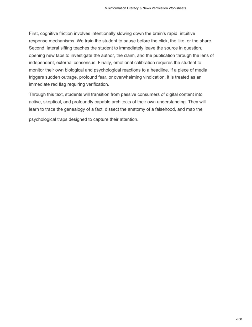 Methodology continuation explains pausing before sharing, investigating sources, and monitoring emotions