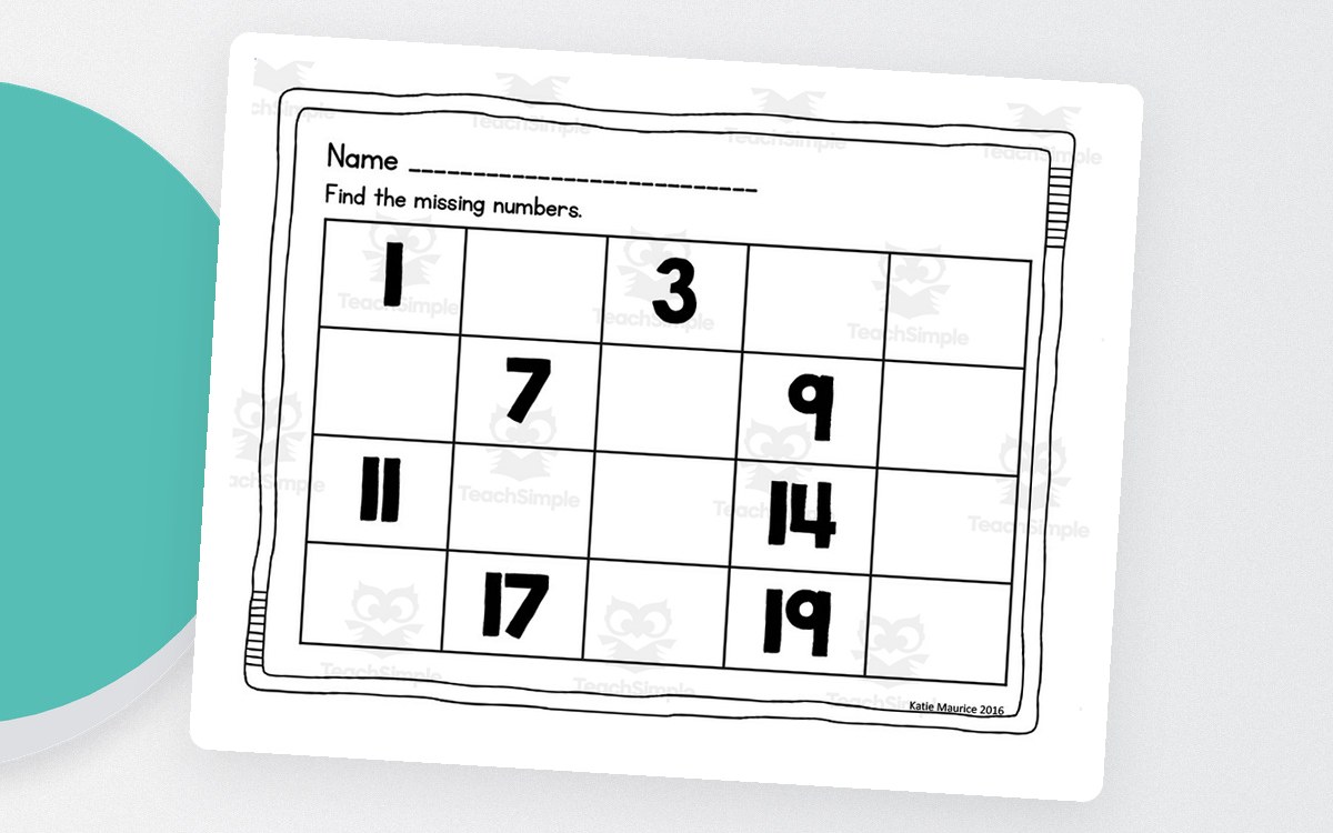 Missing Numbers Cut and Paste – Numbers 1–20 preview