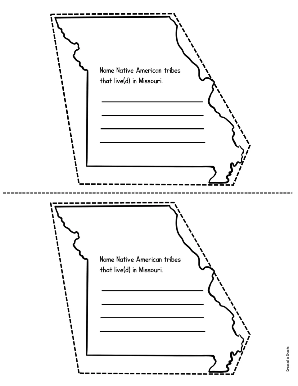 Native American history of Missouri: students research and list tribes that lived or still live in the state