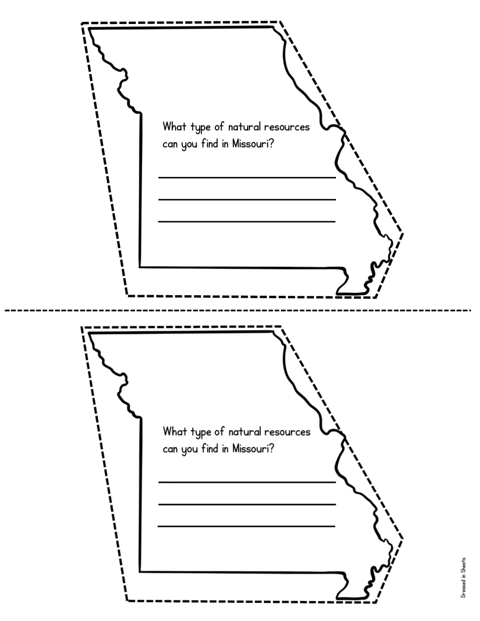 Missouri natural resources: students research and record the types of natural resources found within the state