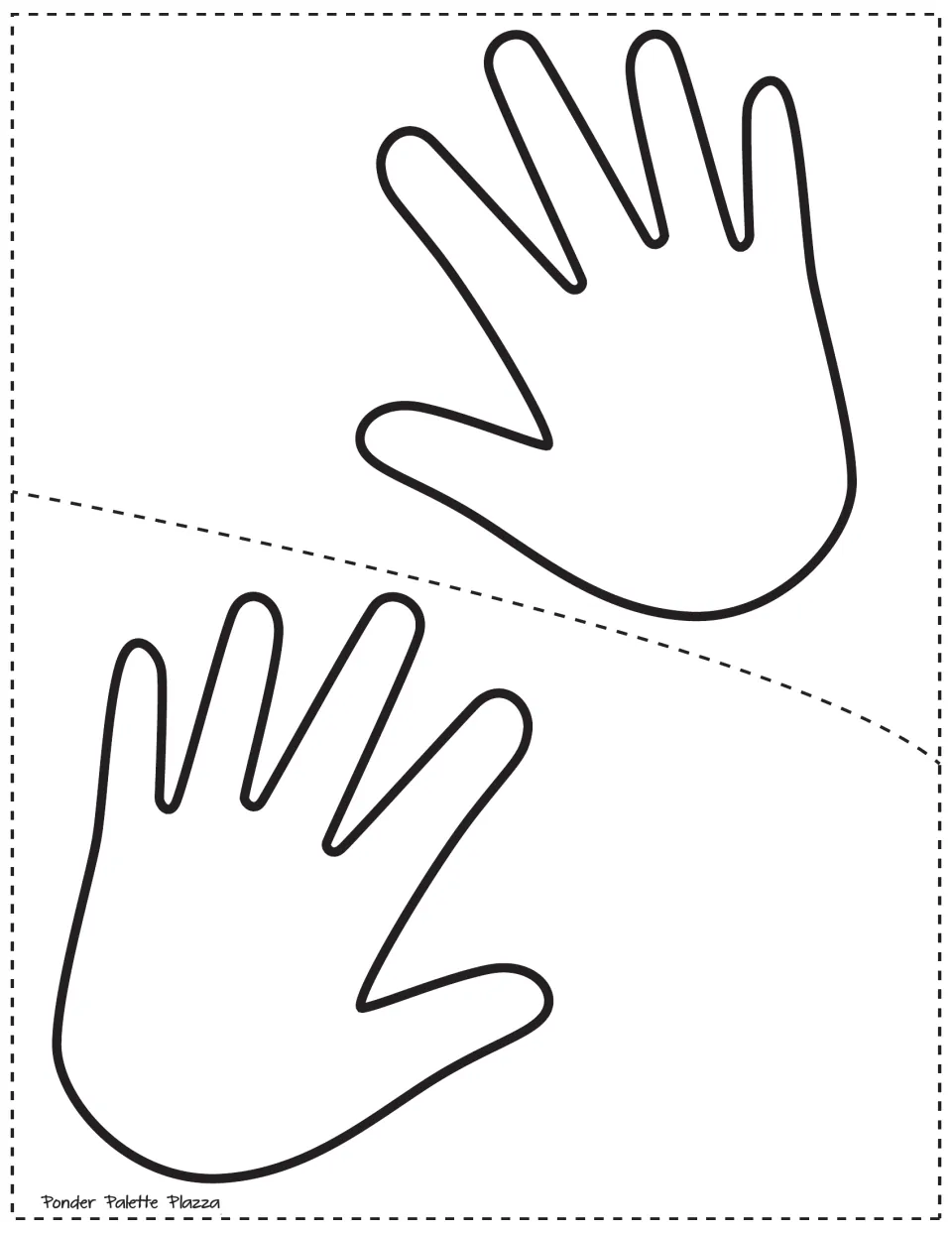 Two open-hand outlines to color and cut out for the MLK writing craft shown in the raised-hands example