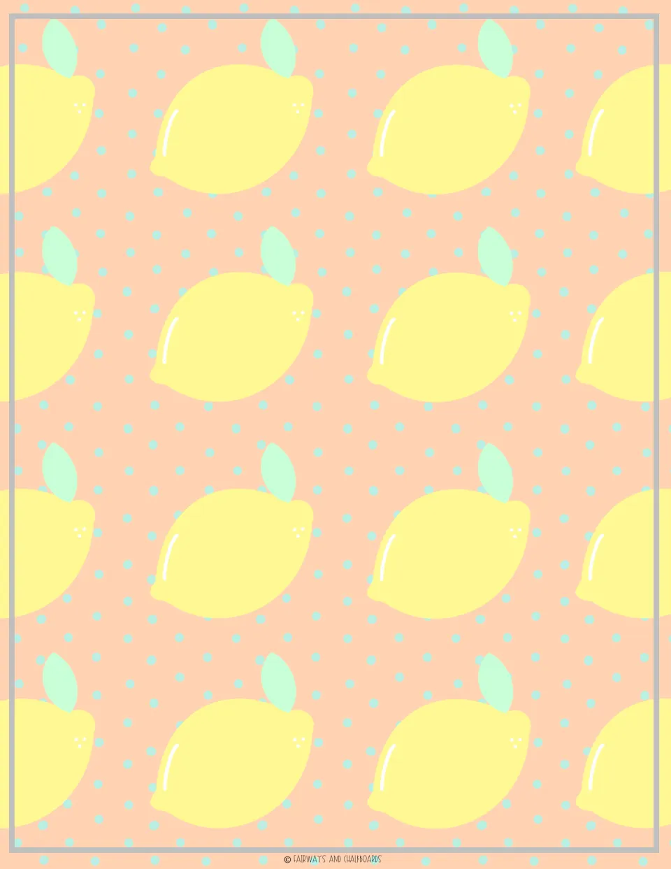 Whole-lemon polka-dot binder cover on peach with no name panel or text, the pattern alone across the full page