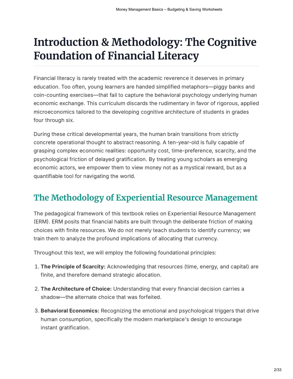 Financial literacy intro: reading on three principles, scarcity, the architecture of choice and behavioral economics