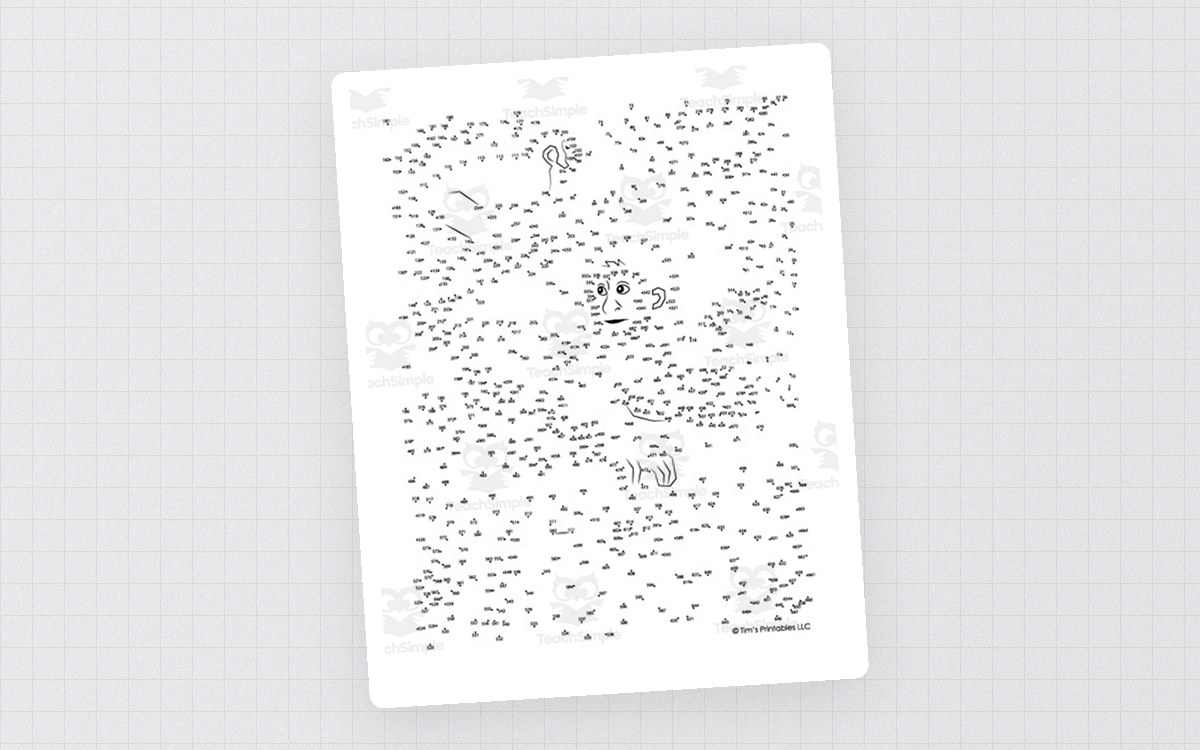 Monkey Extreme Difficulty Dot-to-Dot / Connect the Dots PDF preview