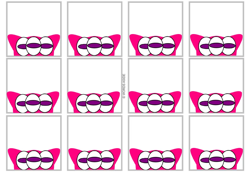 Blank multiplication card templates: 12 cards using the fact-card design, without printed math prompts.