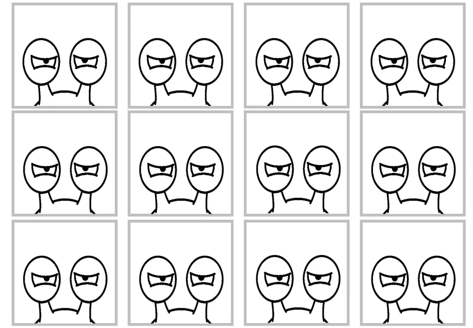 Blank multiplication craft cards: 12 monster heads with space above them to add custom math facts.