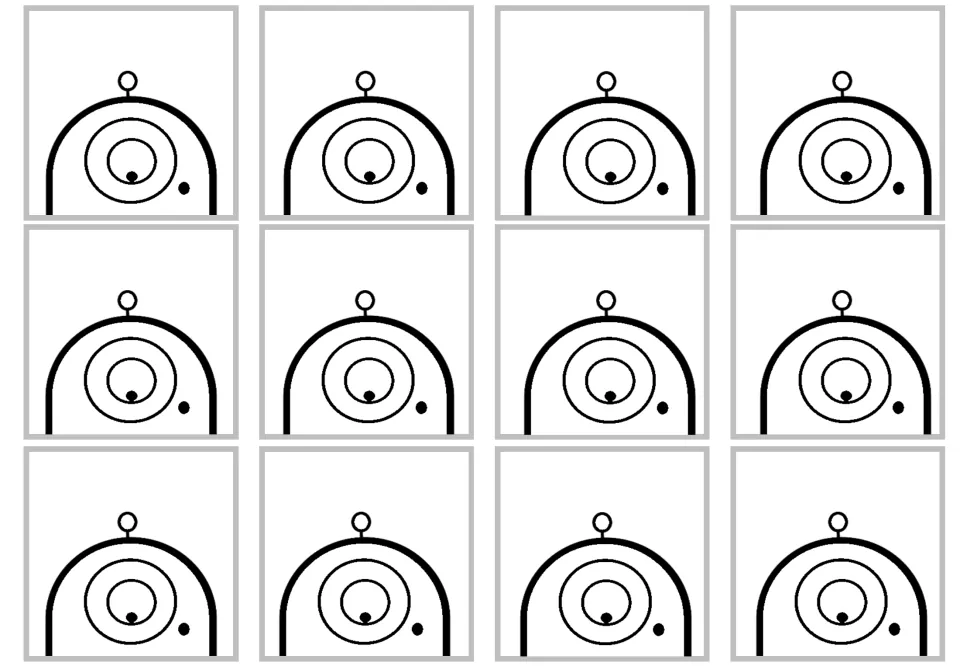 Twelve blank multiplication craft card templates featuring monster heads, with no facts or numbers added