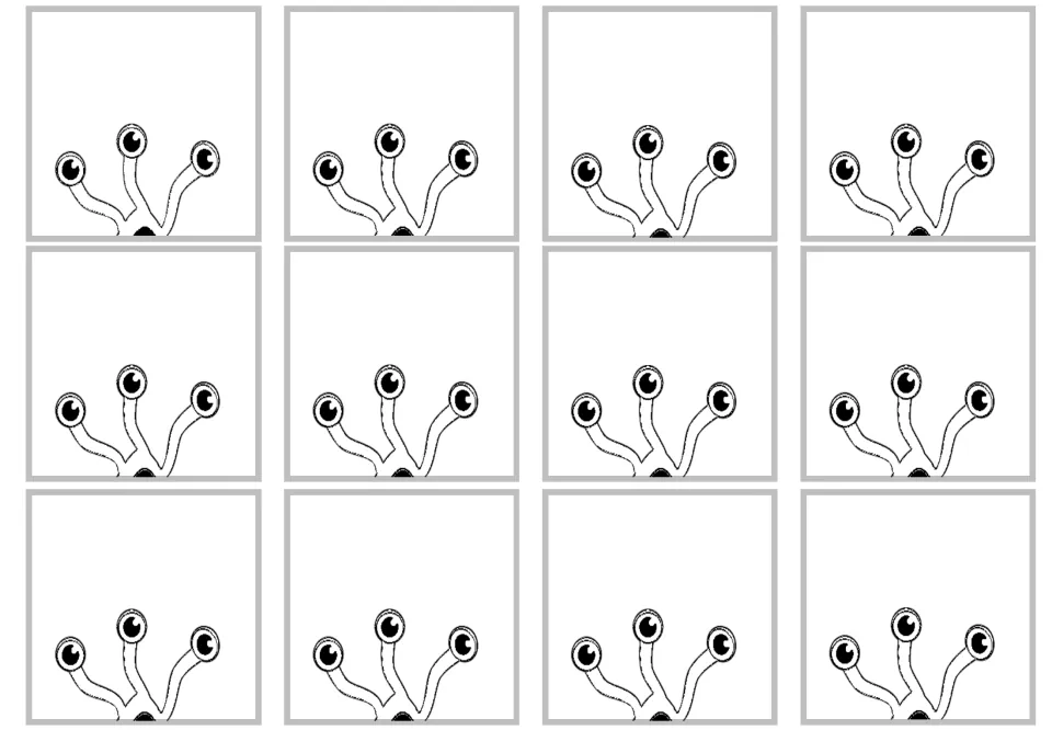 Twelve blank multiplication craft cards to customize, using the same card design as the 7 times table facts