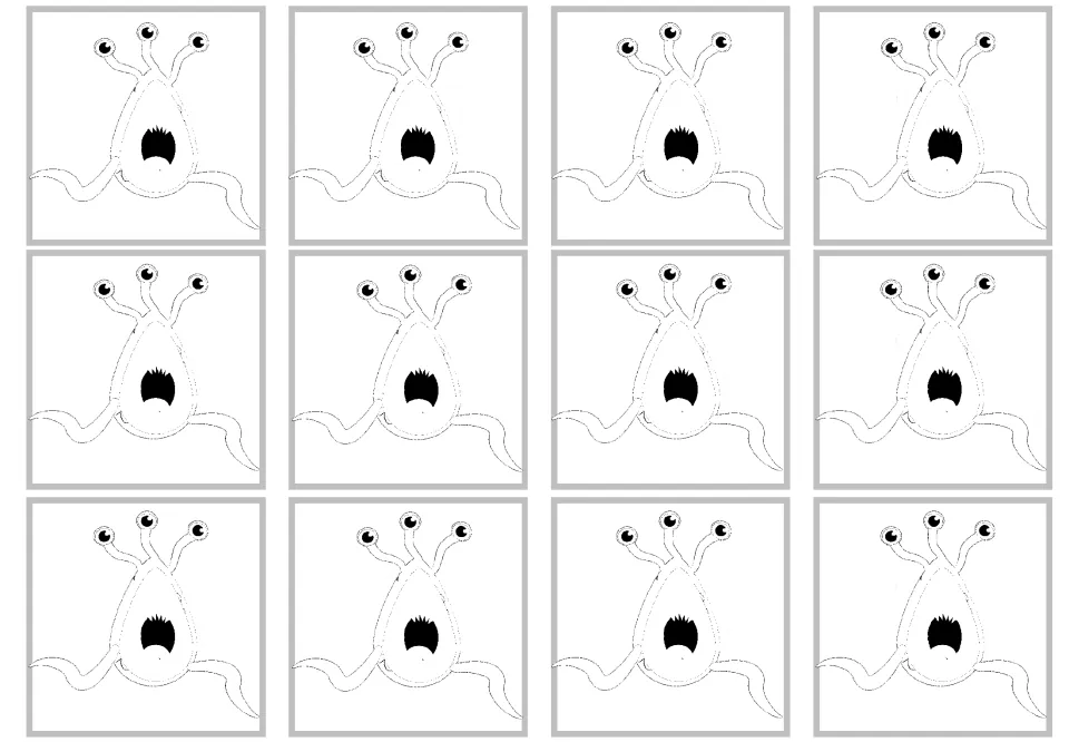 Twelve blank multiplication craft cards to customize, using the same card design as the matching products