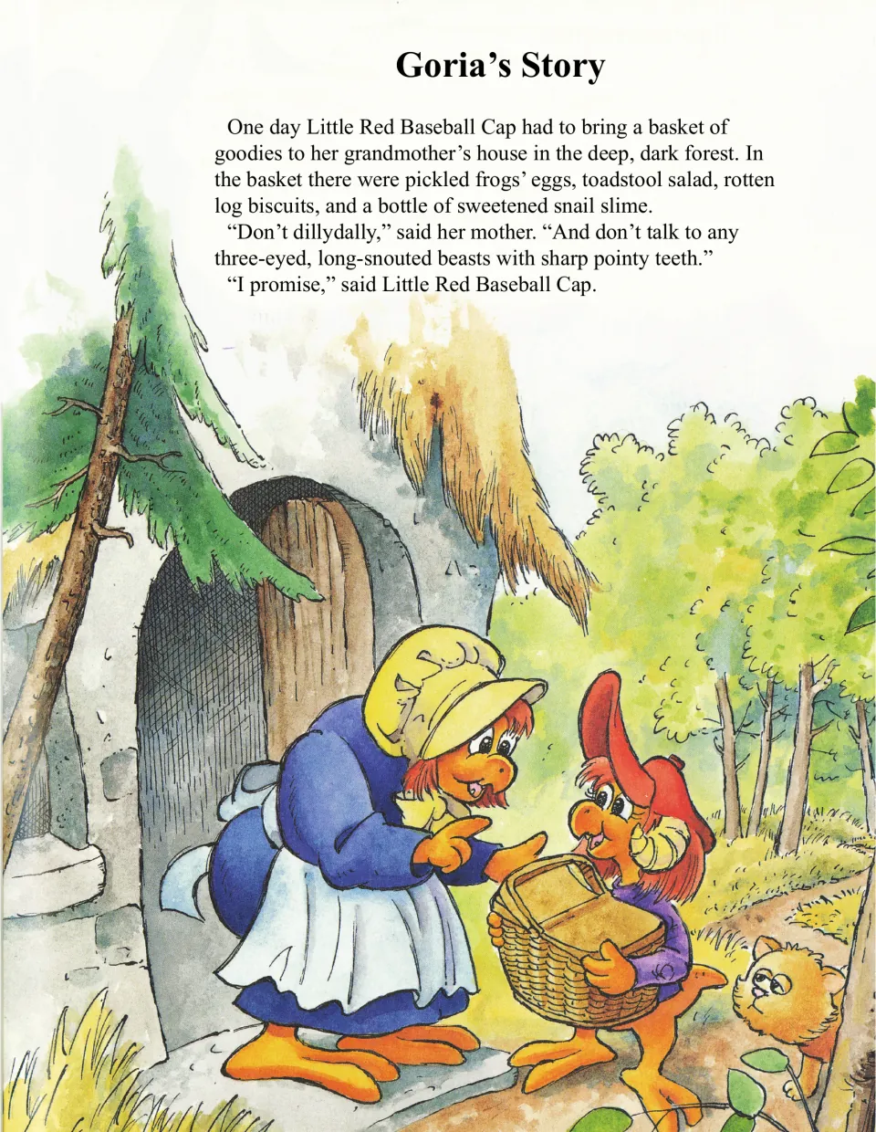 Start of 'Goria's Story': Little Red Baseball Cap carries goodies like pickled frogs' eggs to Grandmother