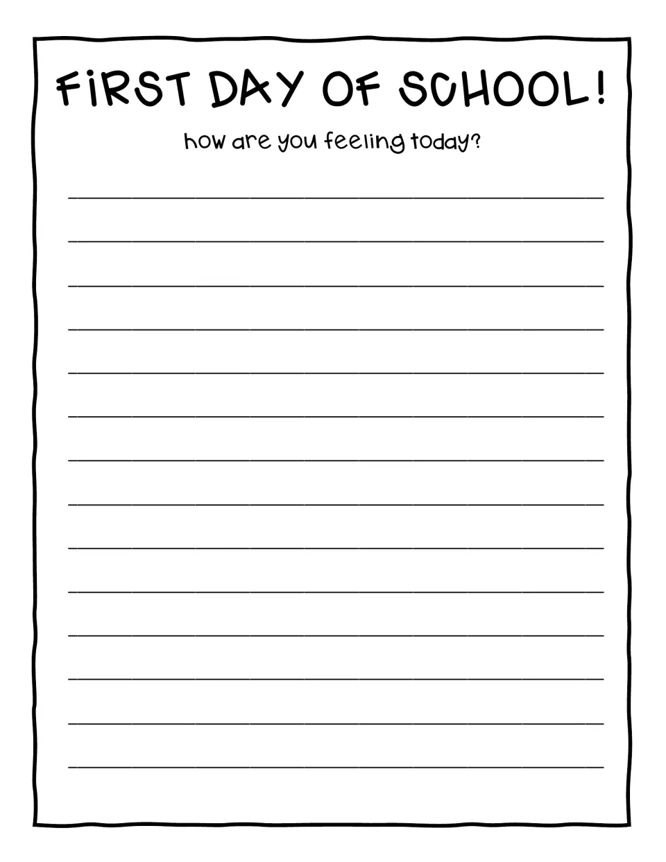 First-day-of-school writing prompt asks students to reflect on their feelings: 'How are you feeling today?'