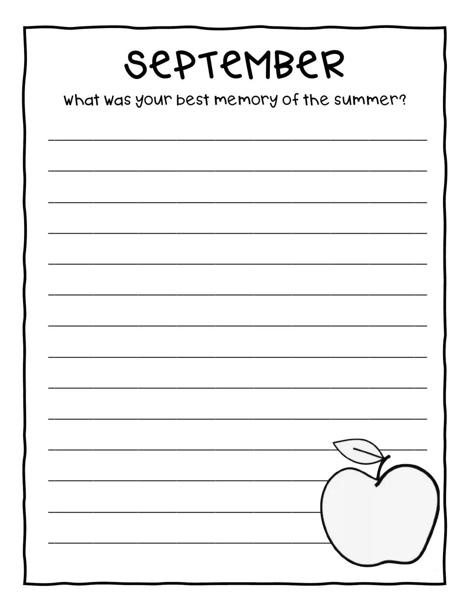 September writing prompt offers a summer reflection: 'What was your best memory of the summer?'