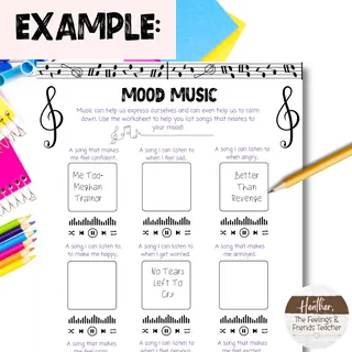 Mood Music--Printable Coping Skill and Music Activity for Resiliency Skills – sample page 4