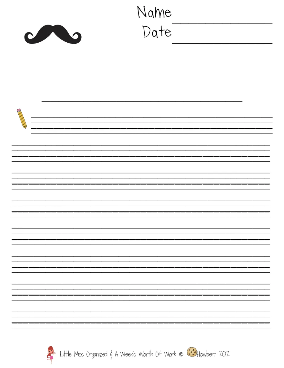 Blank writing template at the end of the reading packet provides space for a name, date, title, and writing