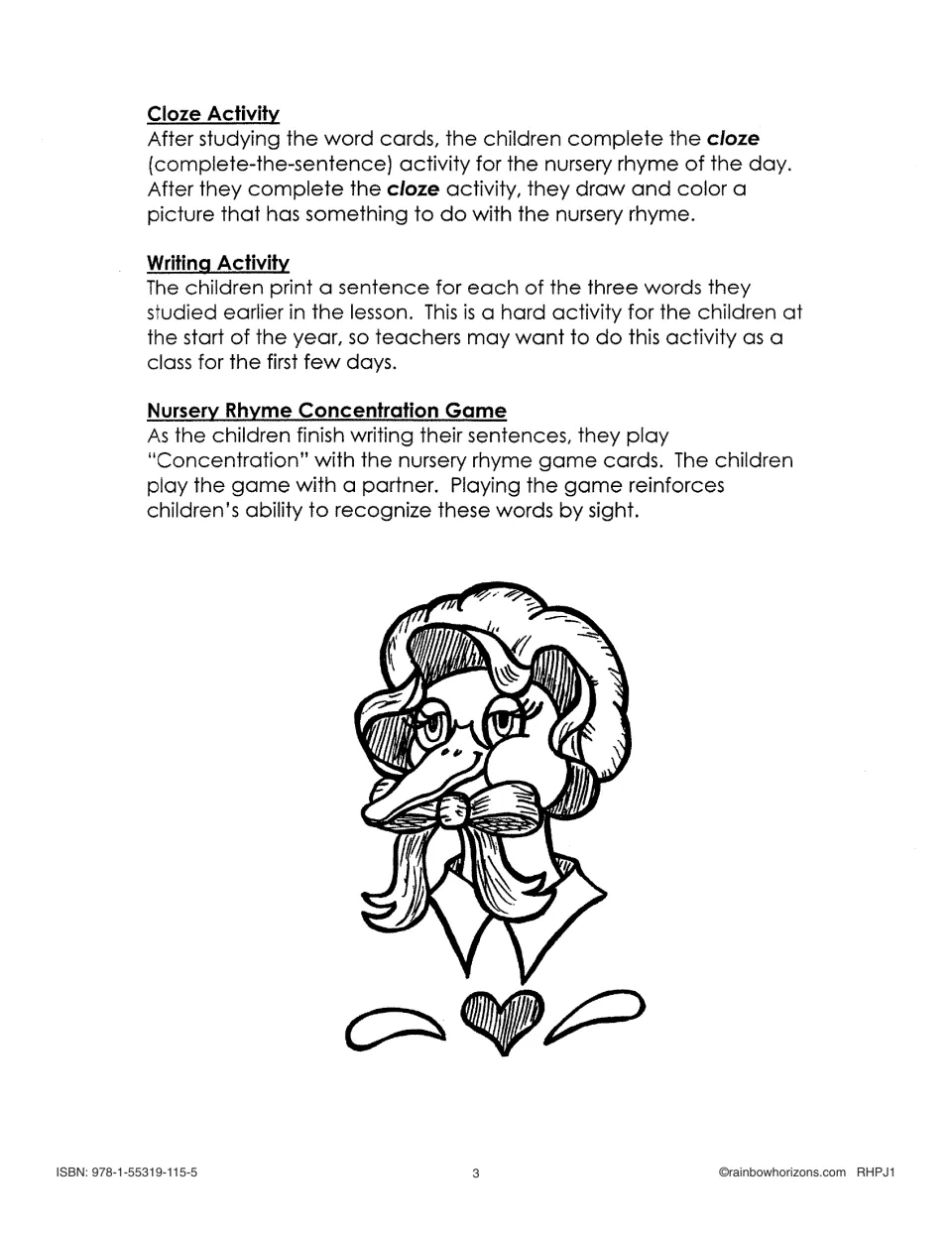 Unit instructions explain cloze work, drawing and coloring, sentence writing, and a partner Concentration game.