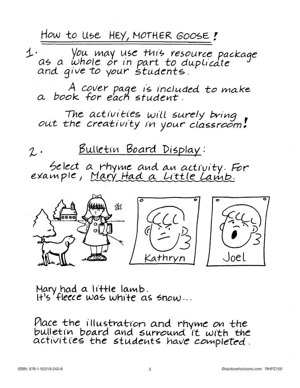 Teacher directions for copying the nursery rhyme pack, making student books, and displaying completed work