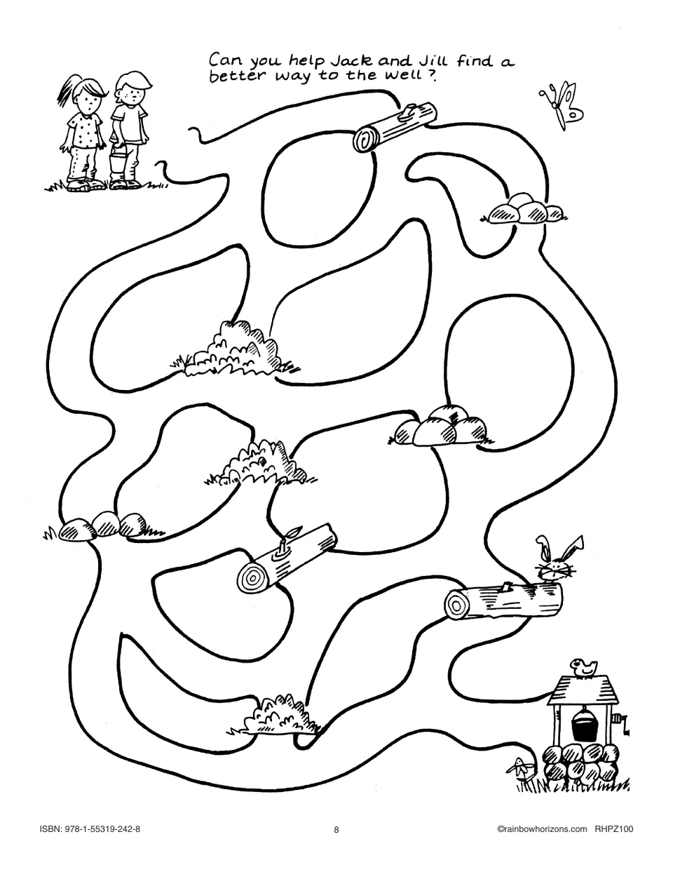 Jack and Jill maze activity asking students to help the pair find a better route to the water well