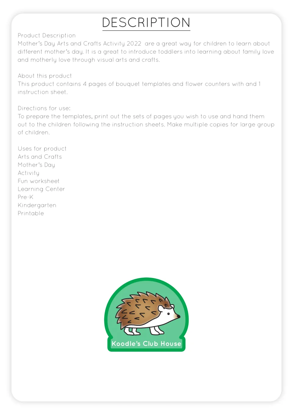 Product description: 4 pages of bouquet templates and flower pieces plus 1 instruction sheet, with directions for printing