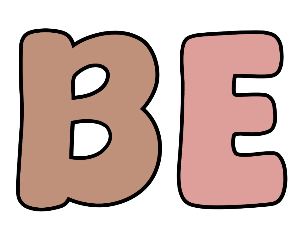 Mother's Day banner letters B and E in brown and pink bubble font, a cut-out piece starting the word BEST