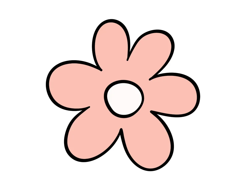 Pink five-petal flower cut-out with a white center, a decorative accent to scatter around the Mother's Day display