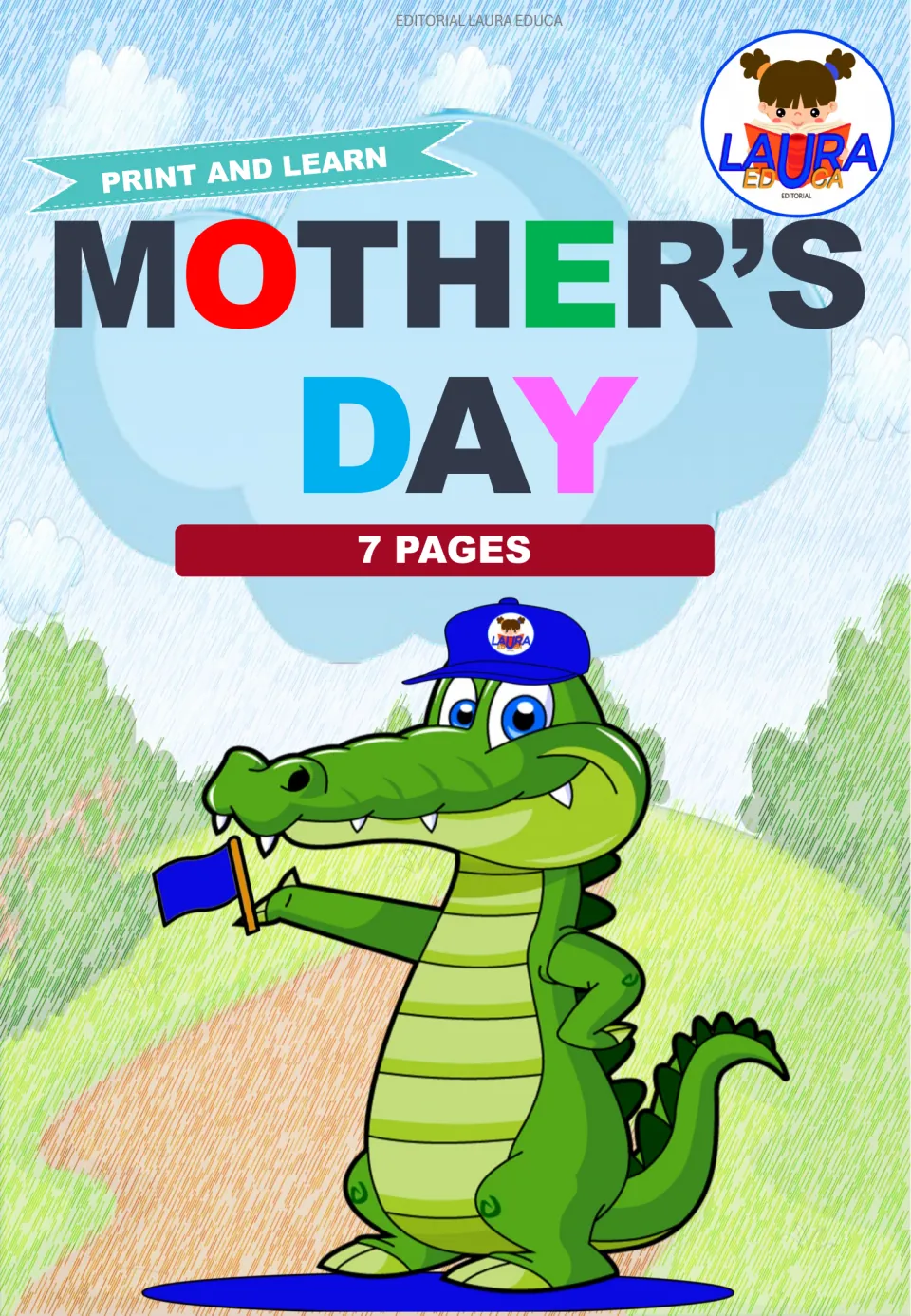 Cover of the Mother's Day classroom decor resource, labeled 'Print and Learn' and '7 Pages'