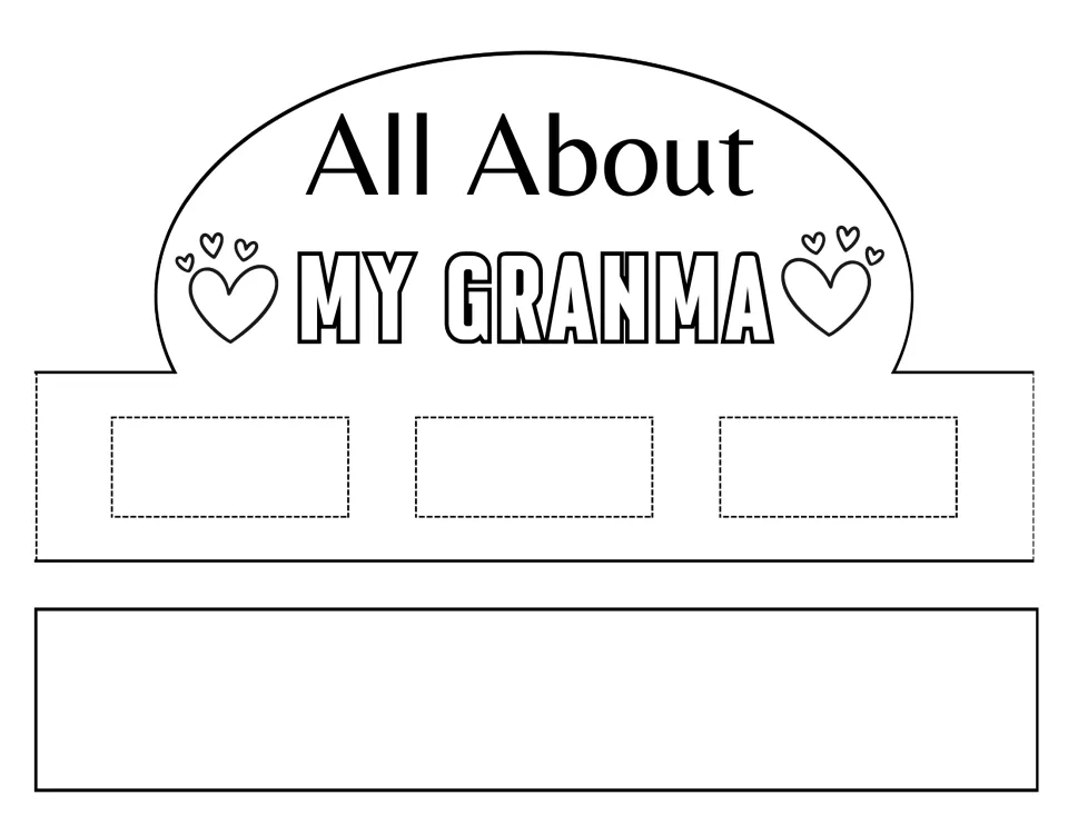 All About My Granma crown: students record three things about their grandma in the dashed spaces, then color and cut