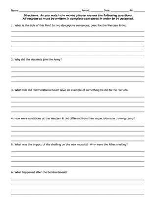 Movie Guide: All Quiet on the Western Front | Comprehension Questions – cover