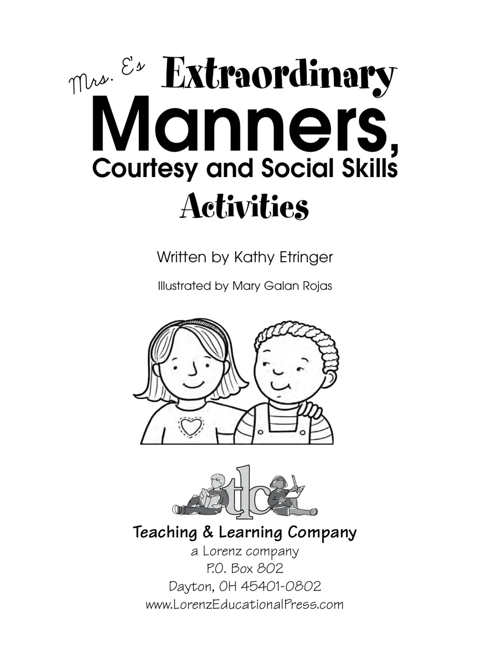 Manners activity collection title page naming author Kathy Etringer and illustrator Mary Galan Rojas