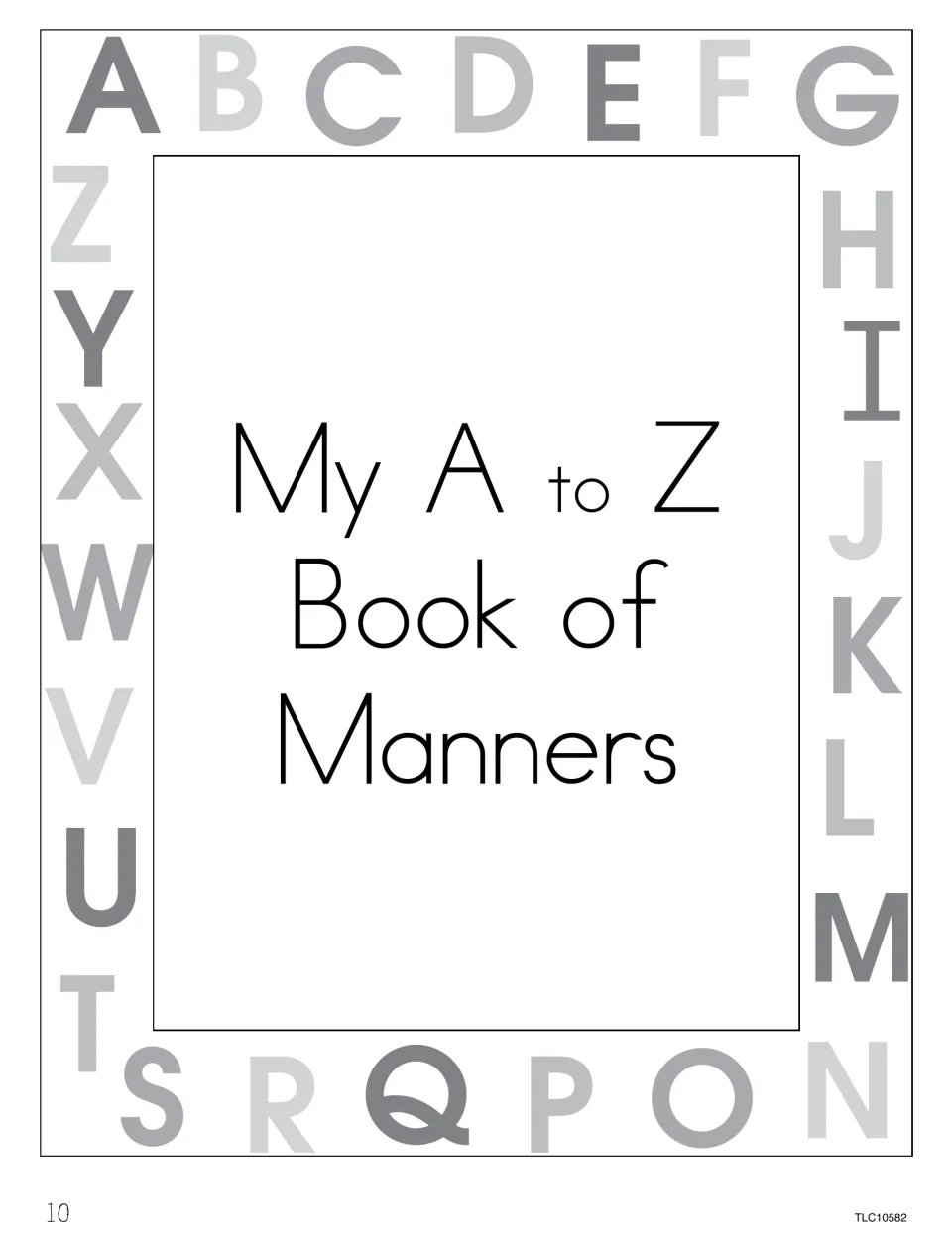 My A to Z Book of Manners cover for the student booklet used to collect manners words and illustrations