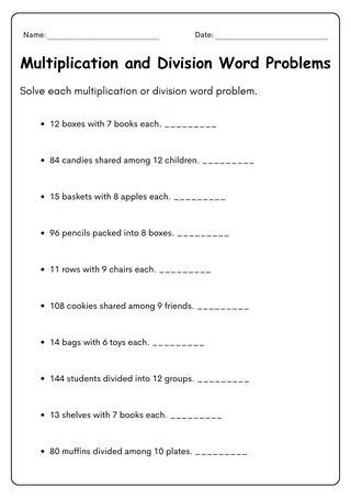 multiplication and division word problems grade 4 with answers – sample page 4