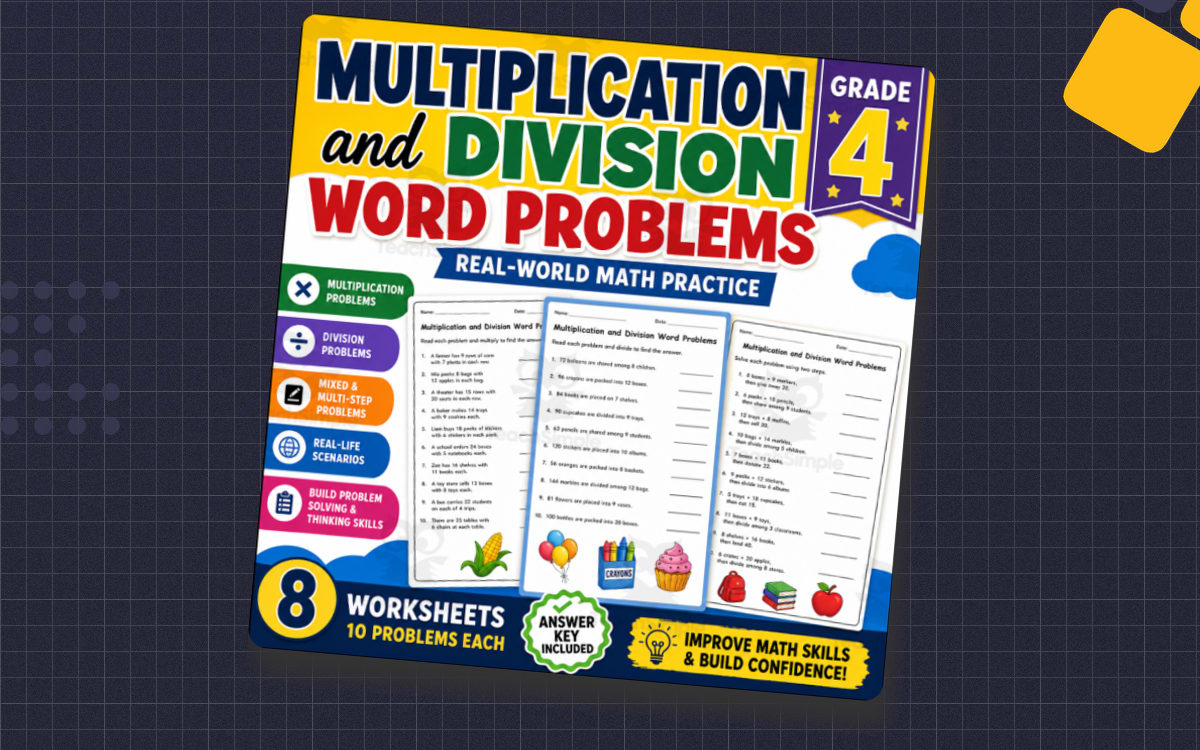 multiplication and division word problems grade 4 with answers preview