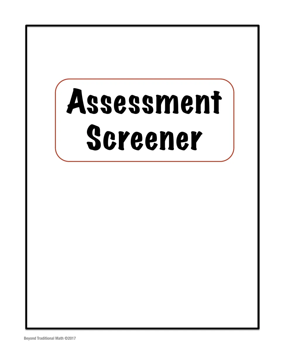 Assessment Screener section divider marking the start of the one-on-one multiplication screening tasks