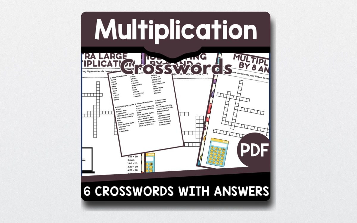 Multiplication Crosswords – Themed Vocabulary Sets preview: Title page