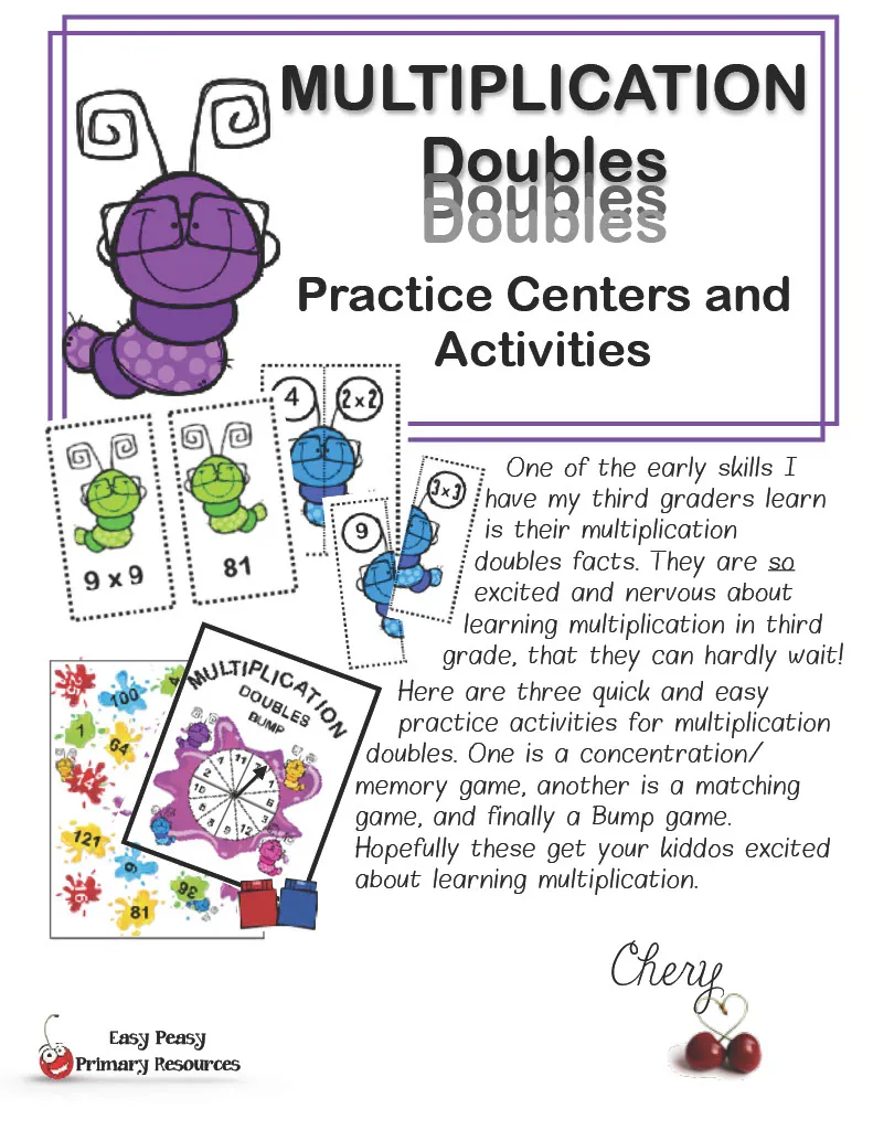 Multiplication Doubles Practice Centers and Activities – cover