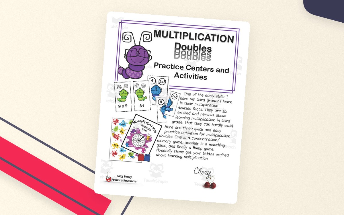 Multiplication Doubles Practice Centers and Activities teaching resource preview