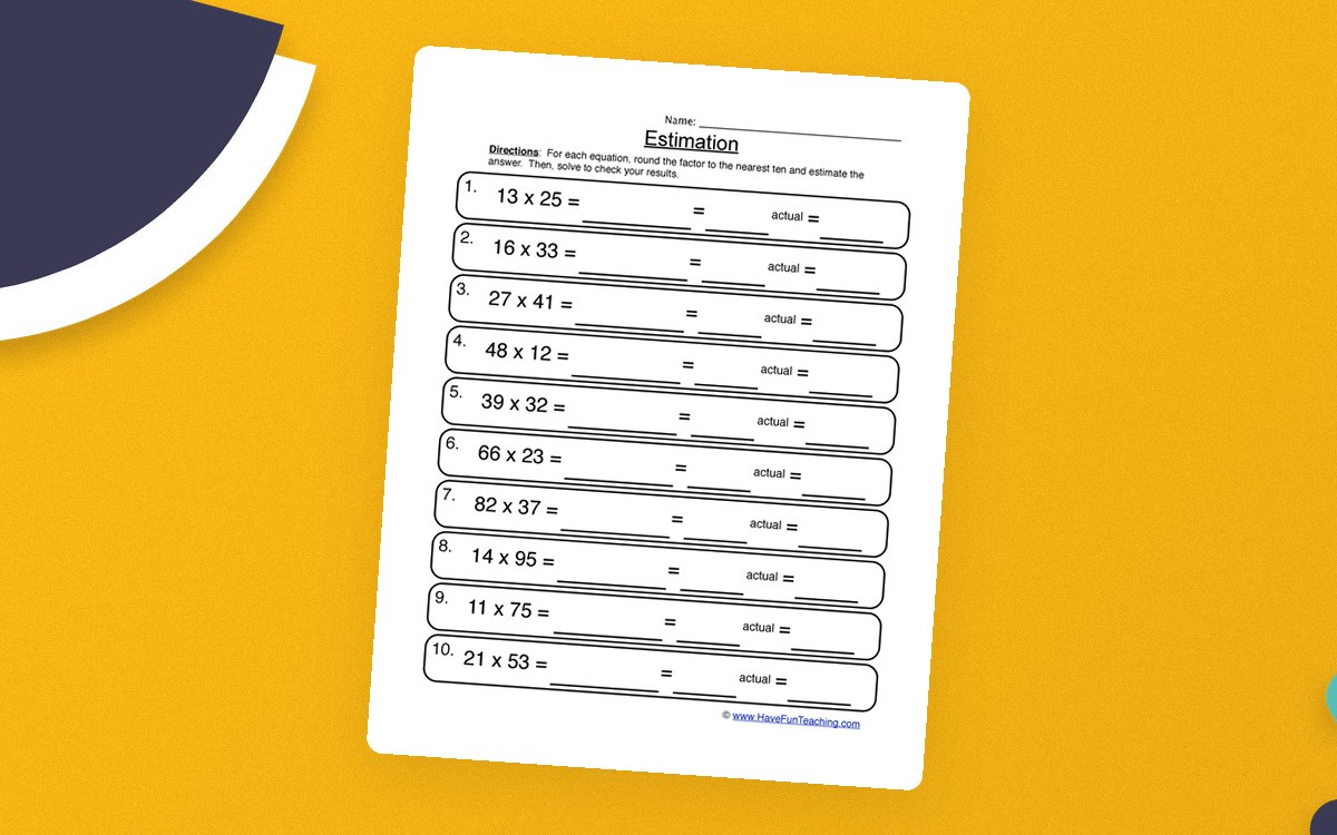 Multiplication Estimation Worksheet teaching resource preview