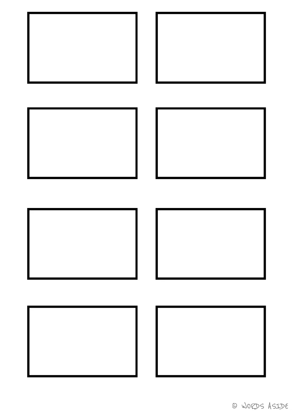 Blank card template: eight empty cards with no facts printed, ready for students to write their own multiplication facts