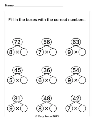 Multiplication Facts Practice Packet – sample page 4
