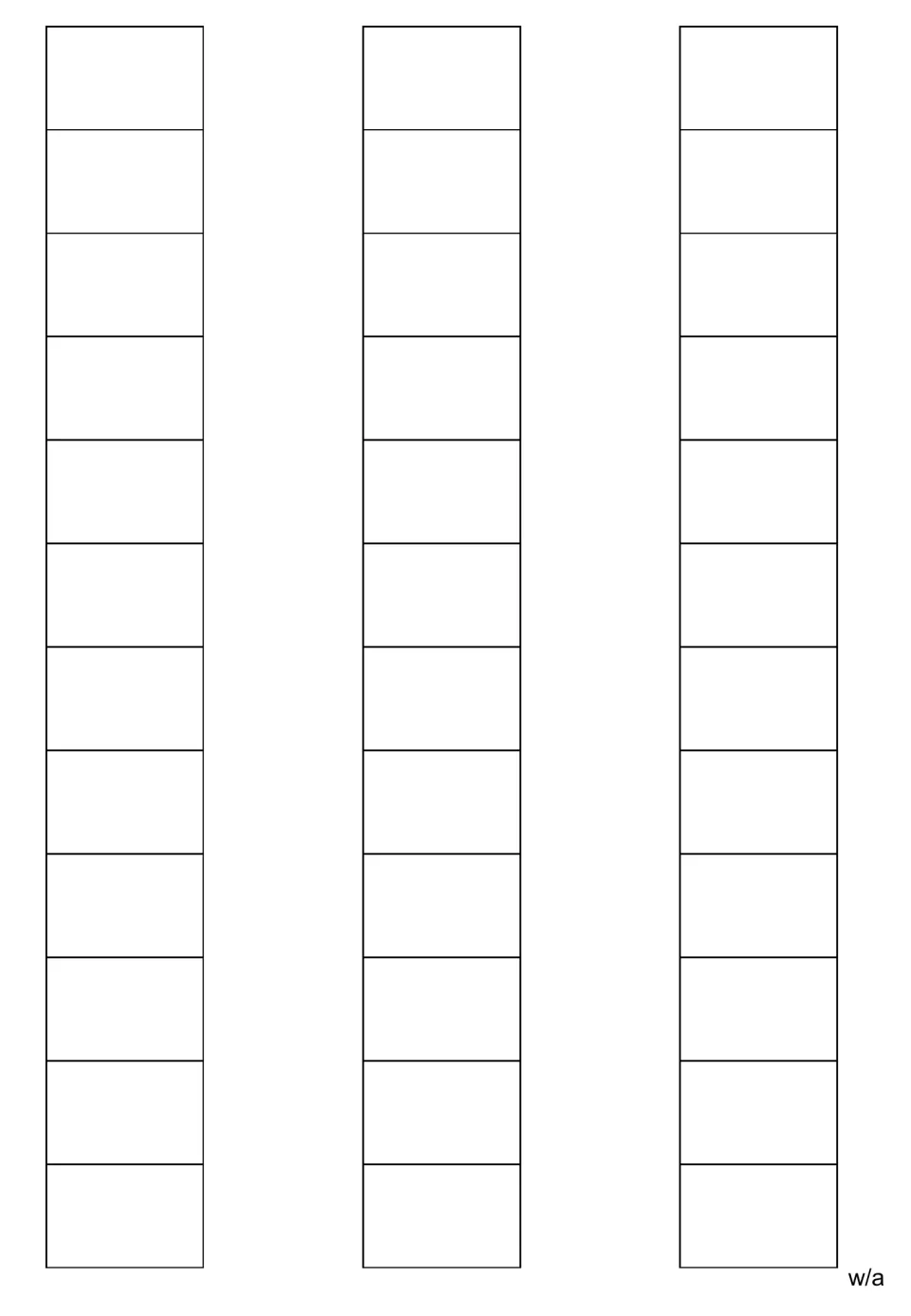Blank math writing strips: three copies with 12 spaces each for completing number practice in this set.