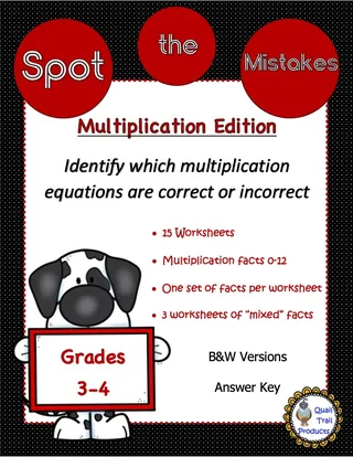 Multiplication Worksheets - Spot the Mistakes – cover