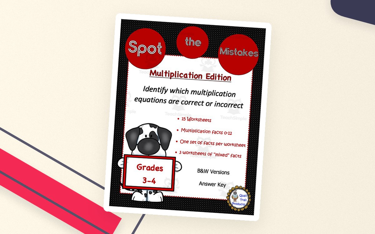 Multiplication Worksheets - Spot the Mistakes teaching resource preview