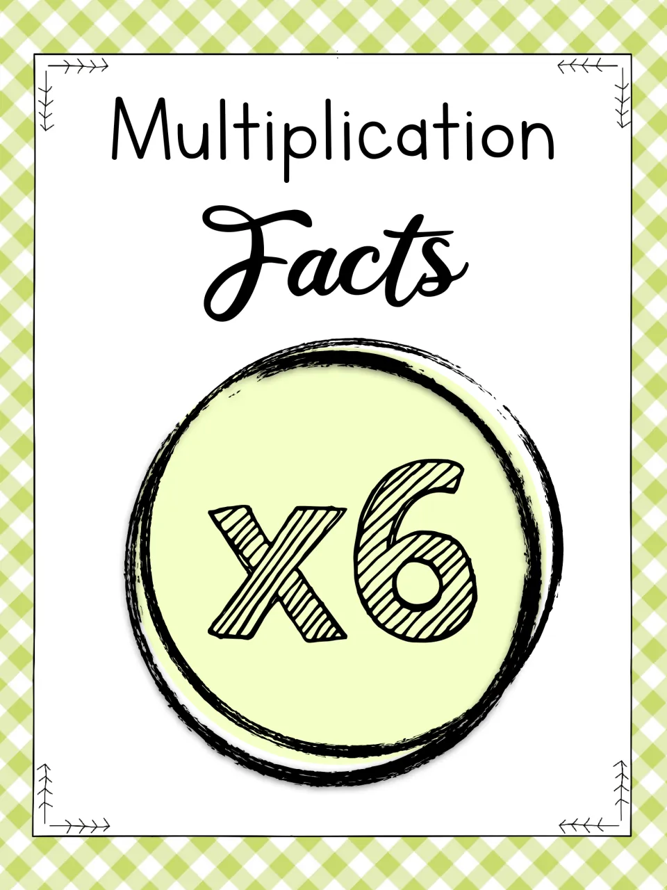 Multiplication Facts x6 cover: title page for a set of times-table practice pages focused on multiplying by 6