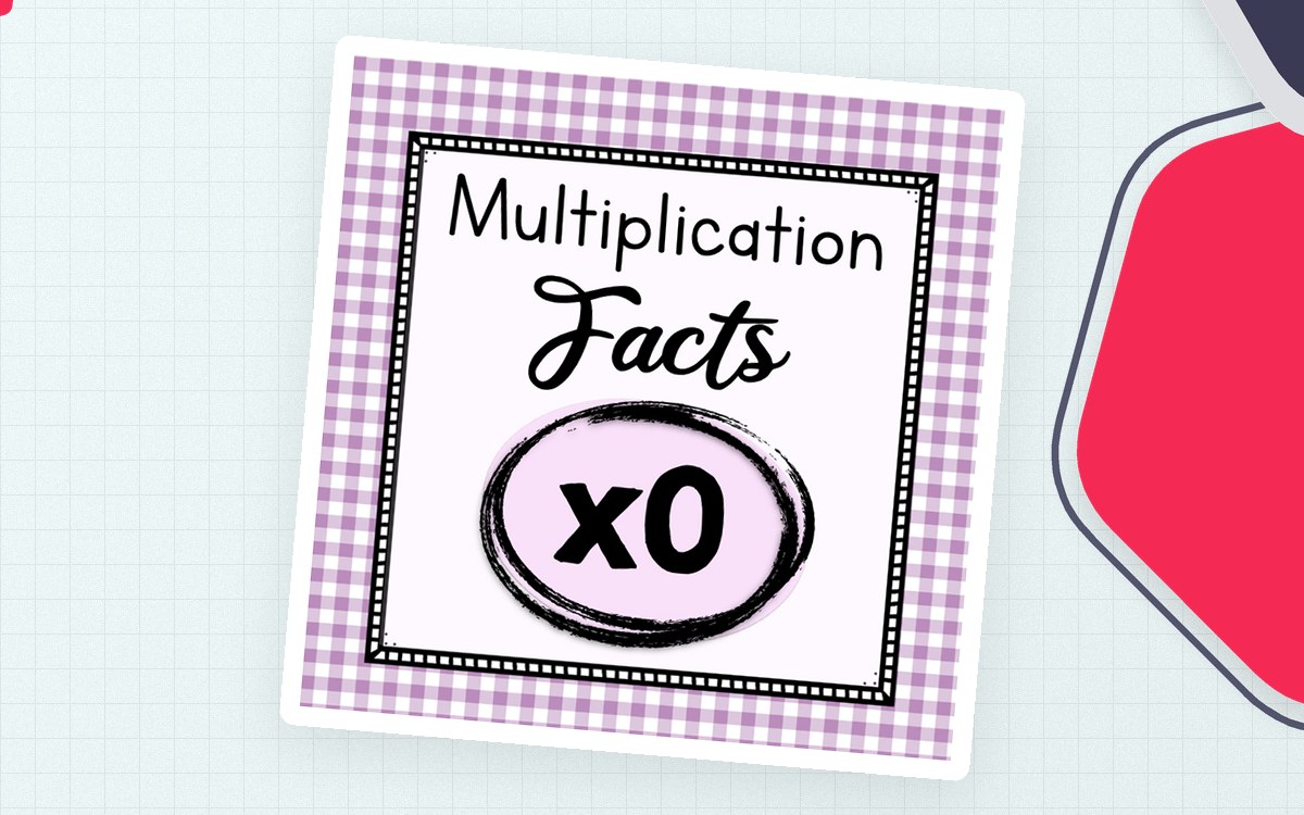 Purple gingham Multiplication Facts x0 cover with a white stitched-style frame.