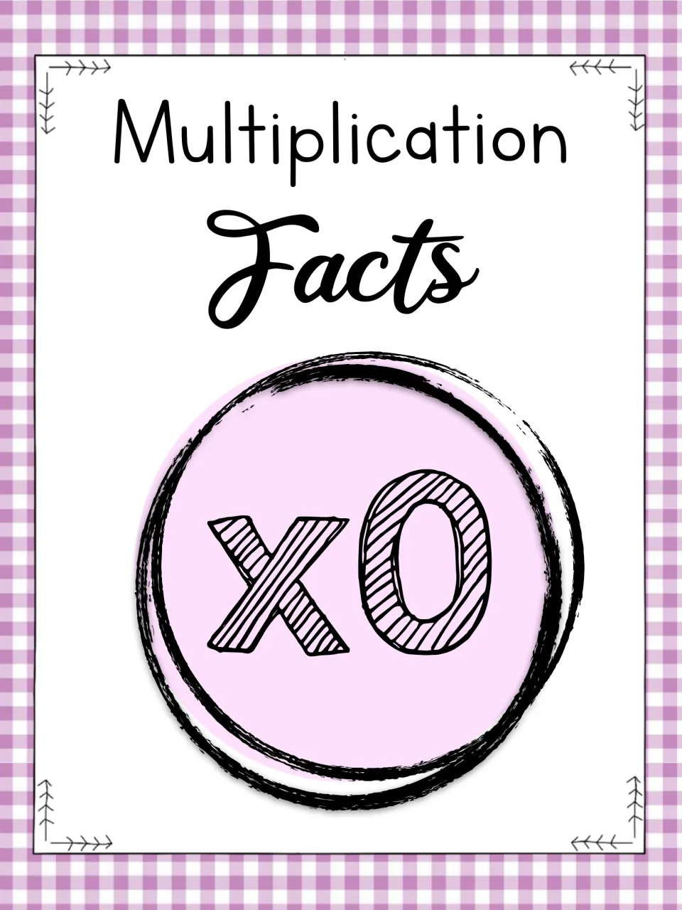 Cover of the multiplication-by-zero packet, titled 'Multiplication Facts' and marked with a large ×0