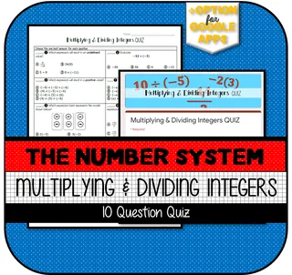Multiplying & Dividing Integers QUIZ – cover