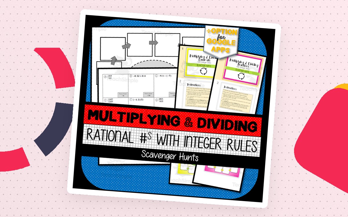 Multiplying & Dividing Rational Numbers with Integer Rules SCAVENGER HUNTS teaching resource preview