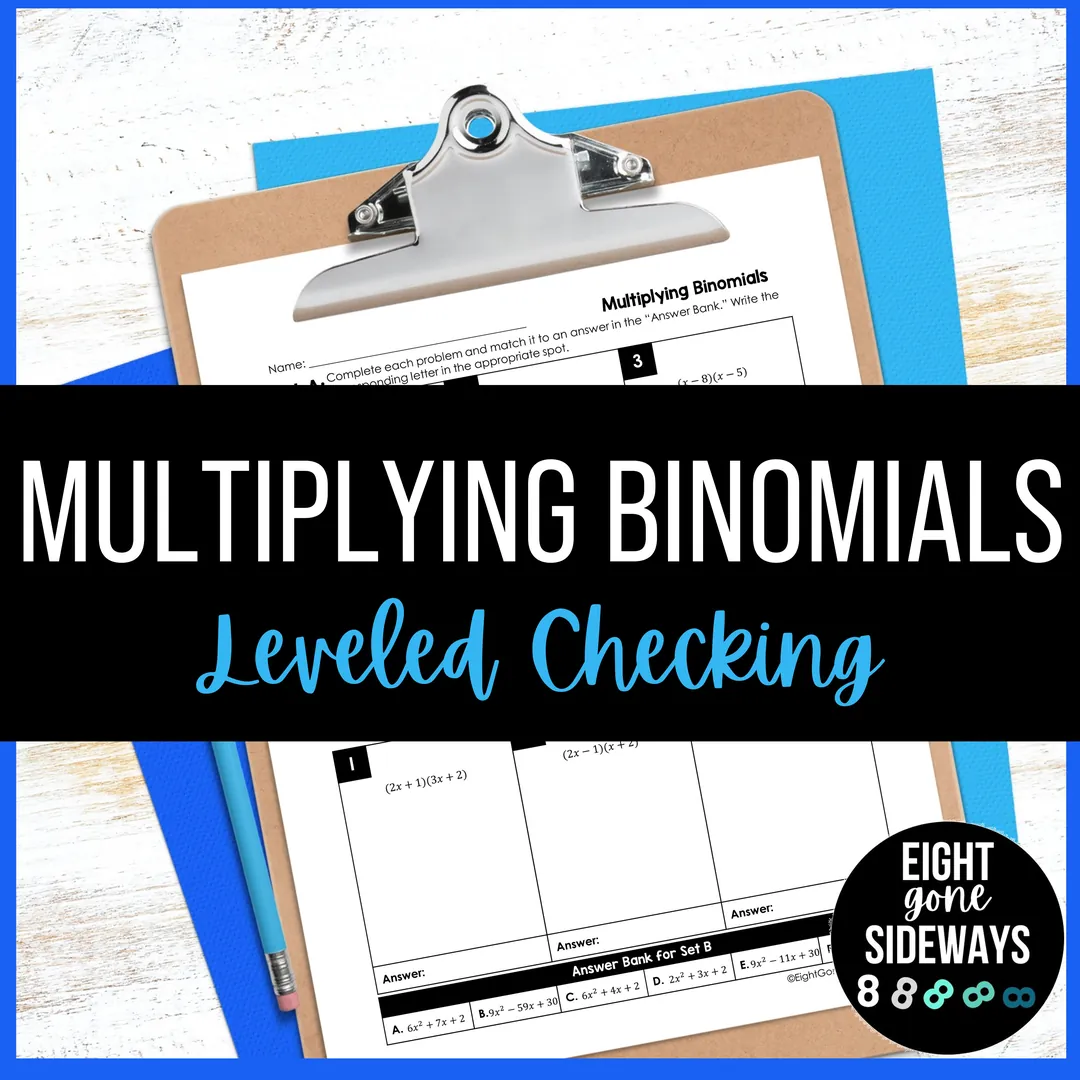 Multiplying Binomials - Leveled Checking Worksheet – cover